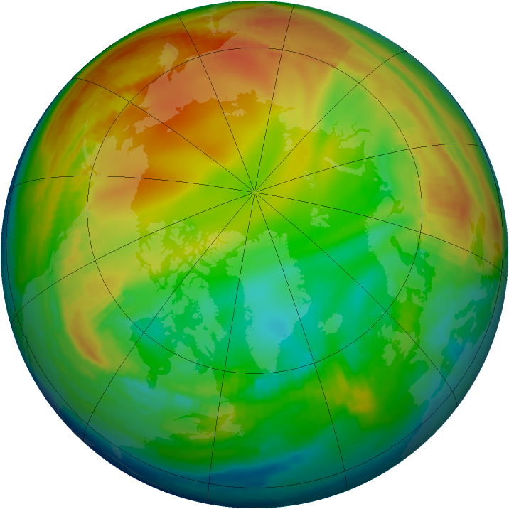 Arctic ozone map for 12 January 1998